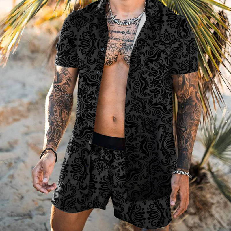 Short-sleeved thin summer men's suit casual two-piece set